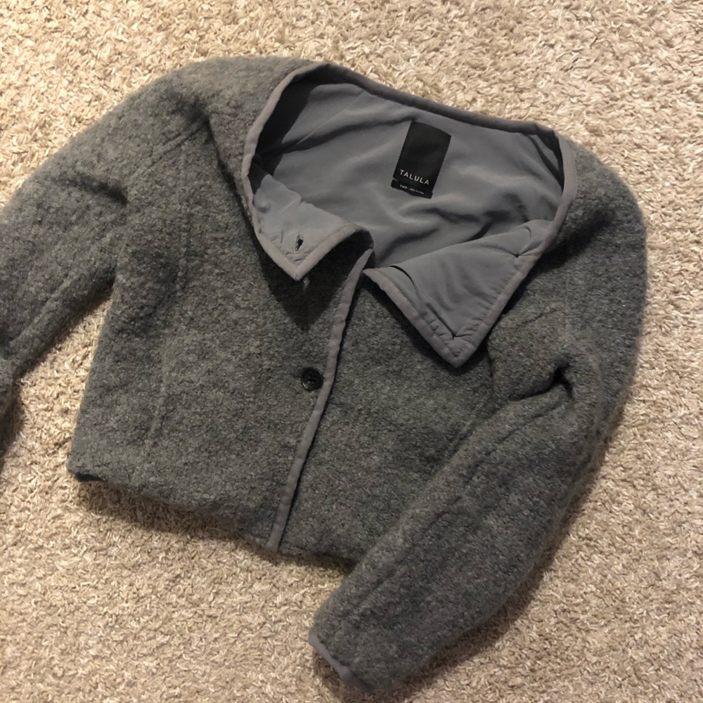 Talula grey fluffy cropped jacket